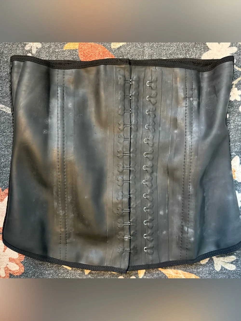 Ann Chery Latex Black Waist Trainer Faja Corset Shapewear Size 38 US XL